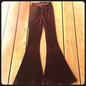 Velvet Bell Bottom Pants